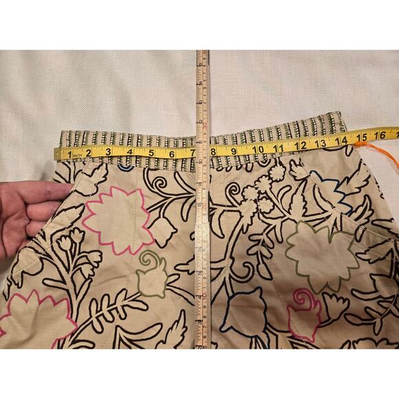 Sz Sm KNOX ROSE Brown Cream Mixed Print Floral Striped High Waist Pocket Shorts - Picture 6 of 7